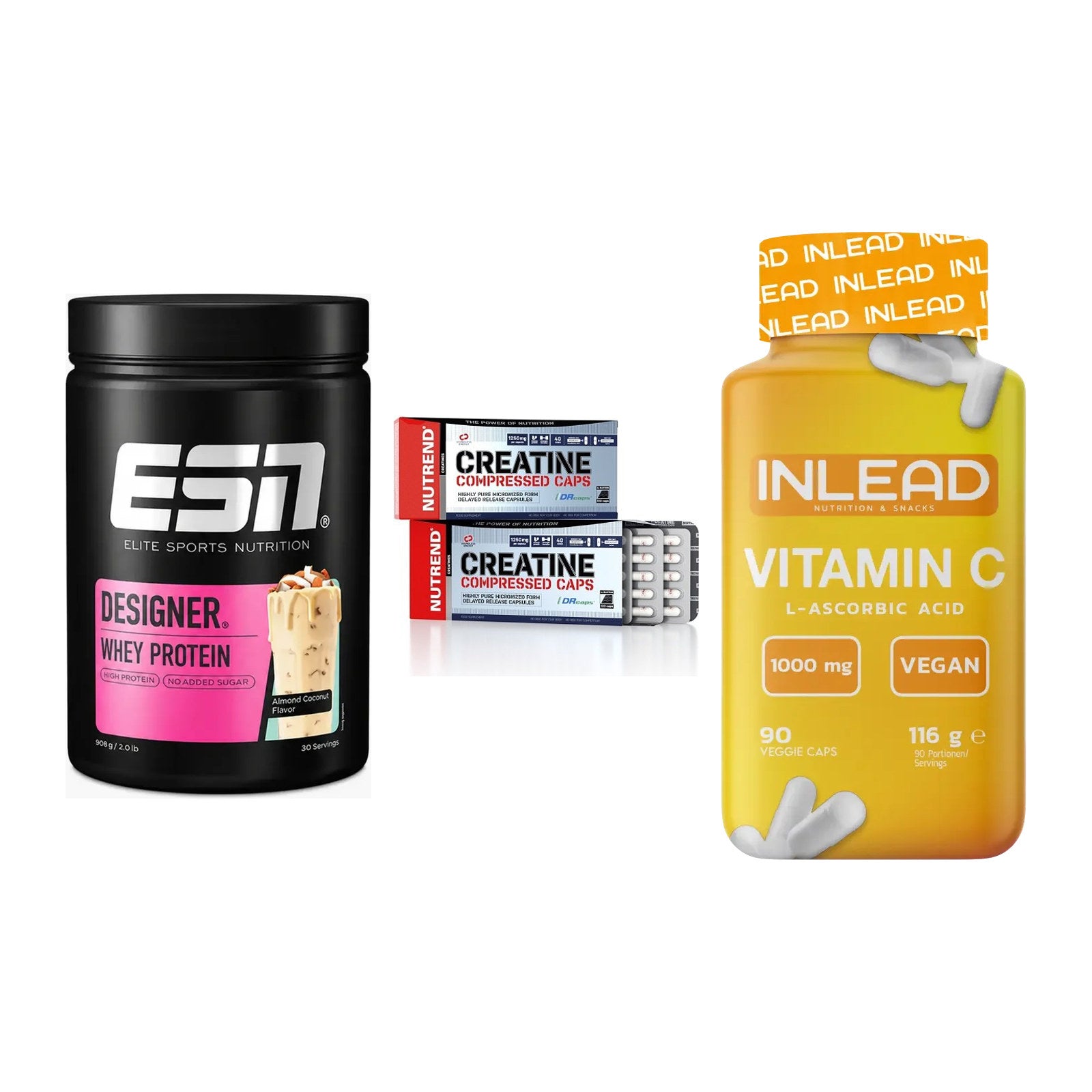 Einsteiger-Set: ESN Designer + Nutrend Creatine + INLEAD Vitamin C – alle enthaltenen Artikel