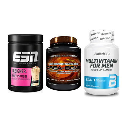 Einsteiger-Set: ESN Designer + Scitec Crea-Bomb + BioTech Multivit – alle enthaltenen Artikel