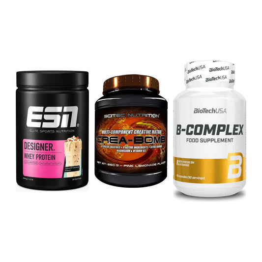 Einsteiger-Set: ESN Designer + Scitec Crea-Bomb + BioTech B – alle enthaltenen Artikel