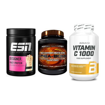 Einsteiger-Set: ESN Designer + Scitec Crea-Bomb + BioTech Vitamin – alle enthaltenen Artikel