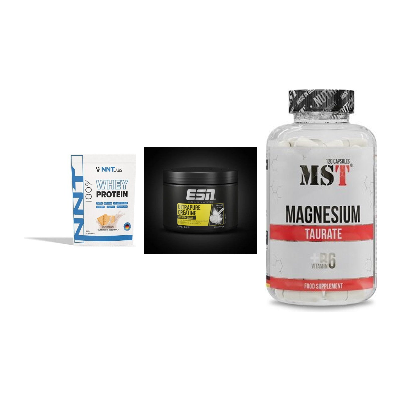 Einsteiger-Set: NNT Whey + ESN Ultrapure + MST Magnesium – alle enthaltenen Artikel