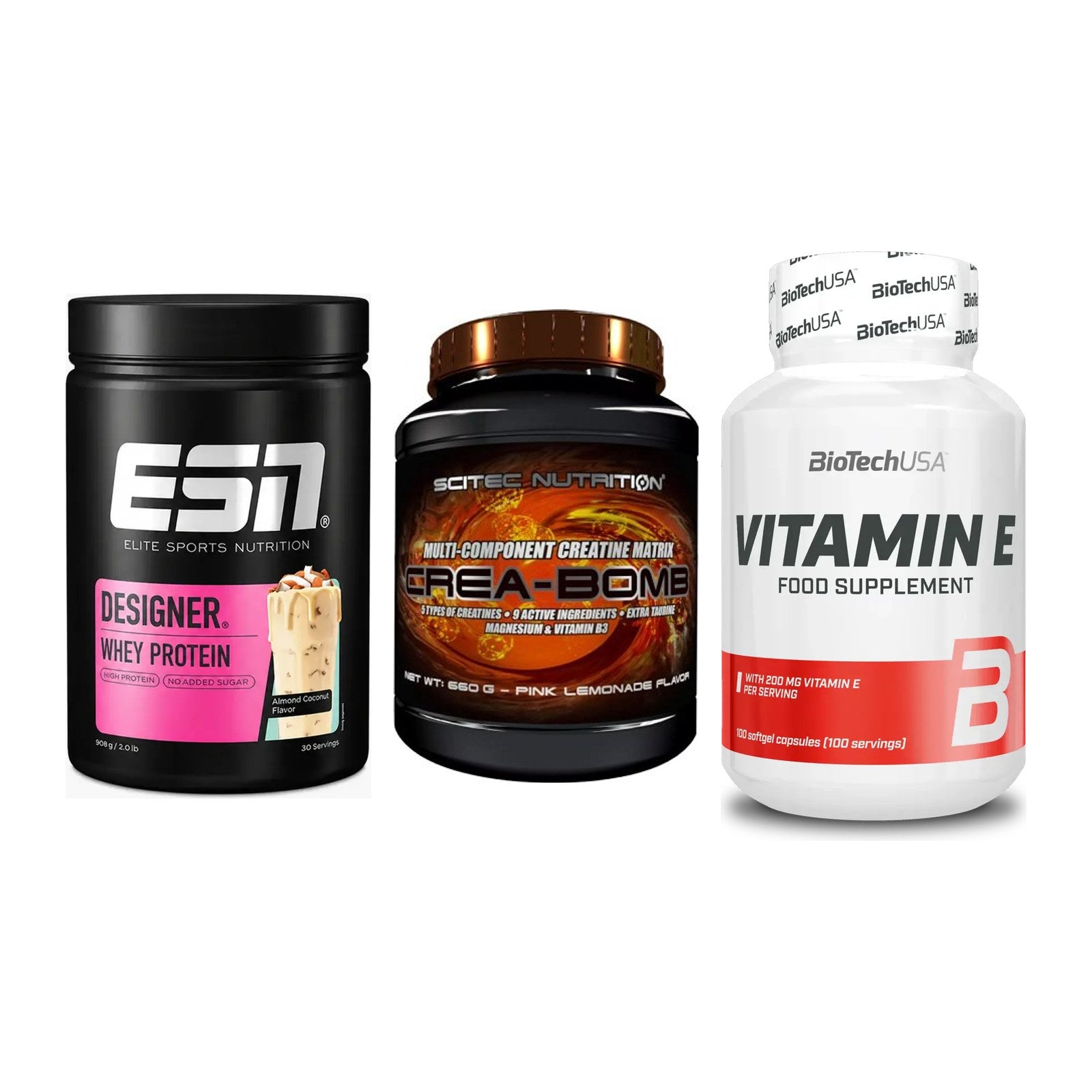 Einsteiger-Set: ESN Designer + Scitec Crea-Bomb + BioTech Vitamin – alle enthaltenen Artikel