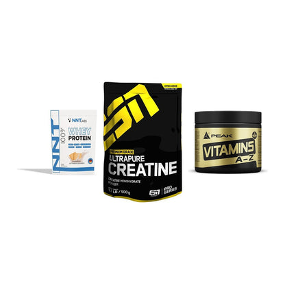 Einsteiger-Set: NNT Whey + ESN Ultrapure + Peak Vitamin A-Z – alle enthaltenen Artikel