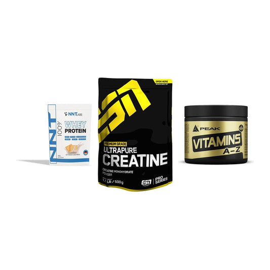 Einsteiger-Set: NNT Whey + ESN Ultrapure + Peak Vitamin A-Z – alle enthaltenen Artikel