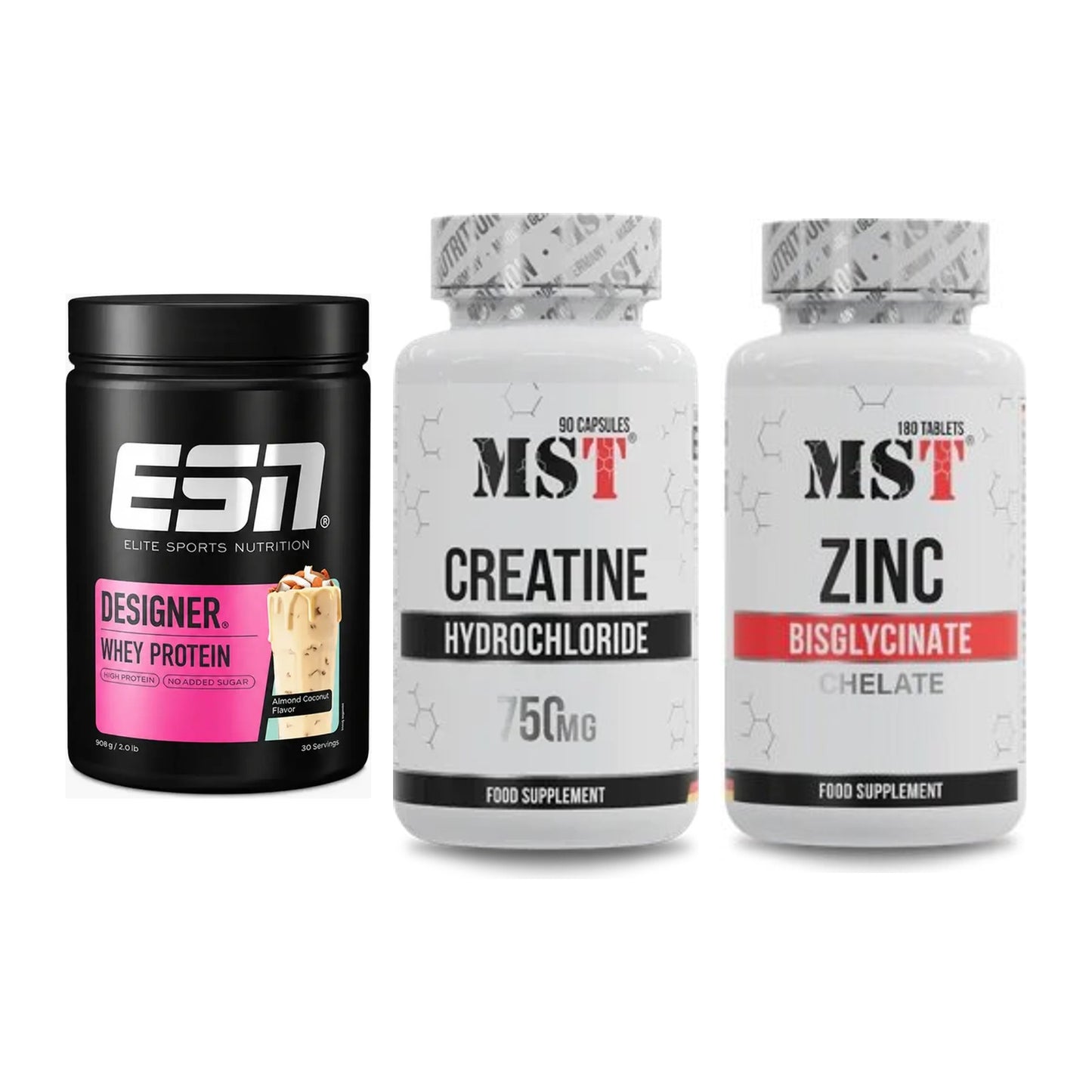 Einsteiger-Set: ESN Designer + MST Creatin HCL + MST Zinc Chelate – alle enthaltenen Artikel