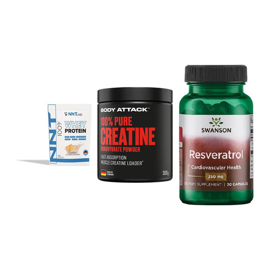 Einsteiger-Set: NNT Whey + Body Attack 100% + Swanson Resverat – alle enthaltenen Artikel