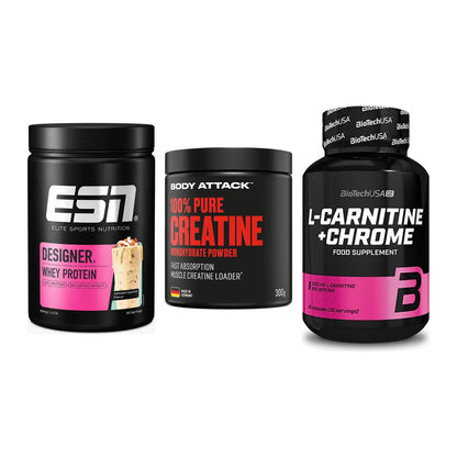 Einsteiger-Set: ESN Designer + Body Attack 100% + BioTech L-Carnit – alle enthaltenen Artikel