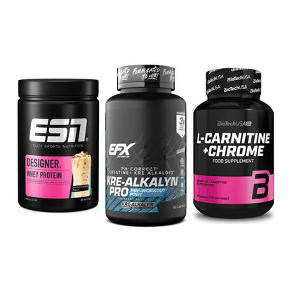 Einsteiger-Set: ESN Designer + EFX Kre-Alkalyn + BioTech L-Carnit – alle enthaltenen Artikel