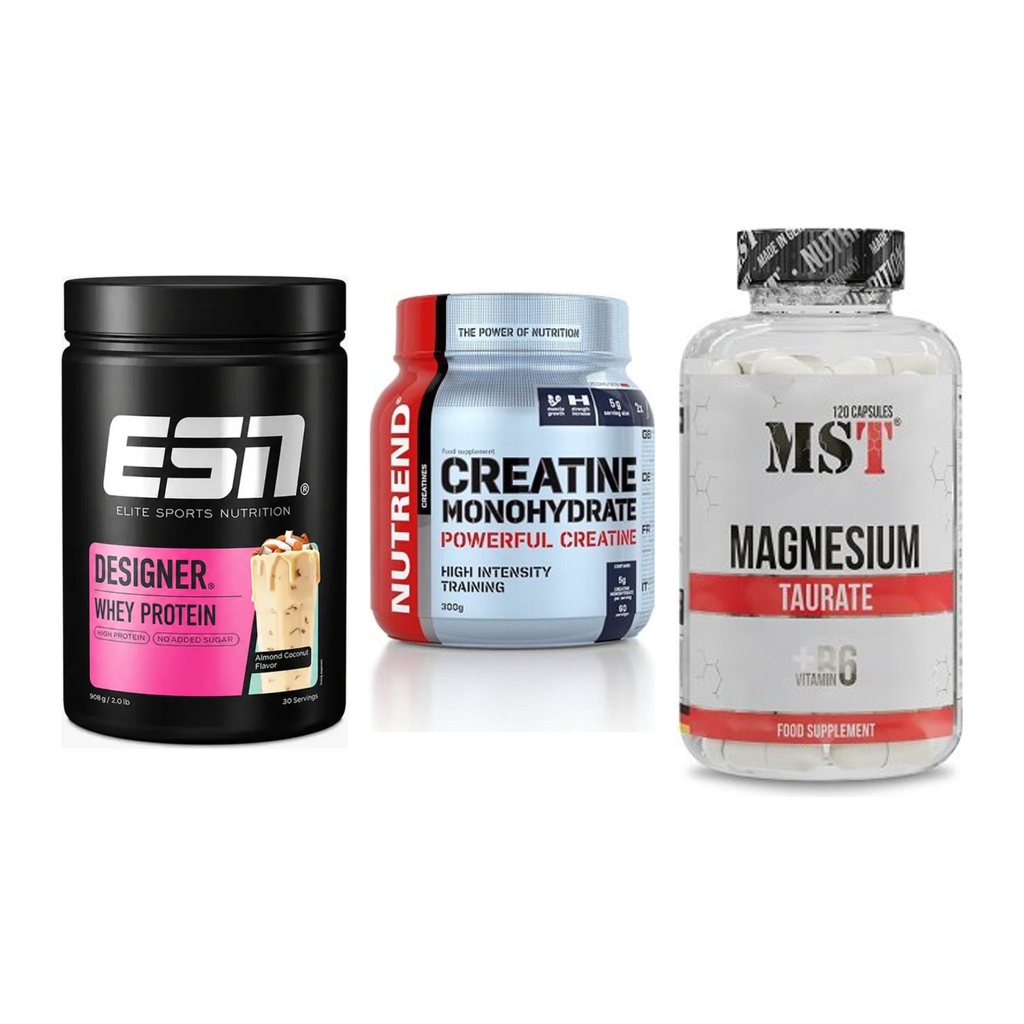 Einsteiger-Set: ESN Designer + Nutrend Creatine + MST Magnesium – alle enthaltenen Artikel