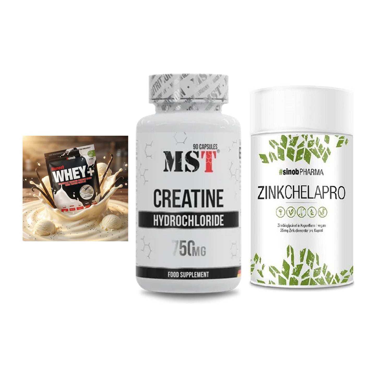 Einsteiger-Set: Sinob Honest + MST Creatin HCL + Sinob Zink – alle enthaltenen Artikel