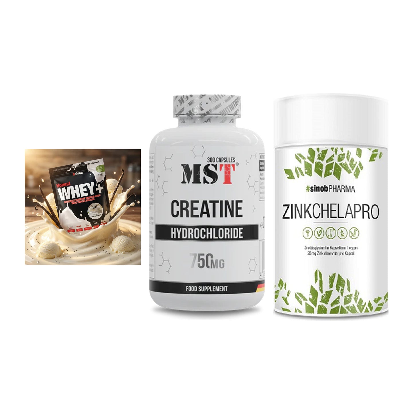 Einsteiger-Set: Sinob Honest + MST Creatine HCL + Sinob Zink – alle enthaltenen Artikel