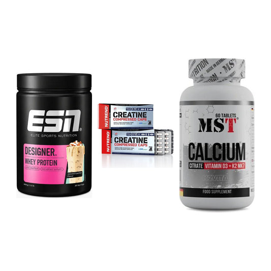 Einsteiger-Set: ESN Designer + Nutrend Creatine + MST Calcium – alle enthaltenen Artikel
