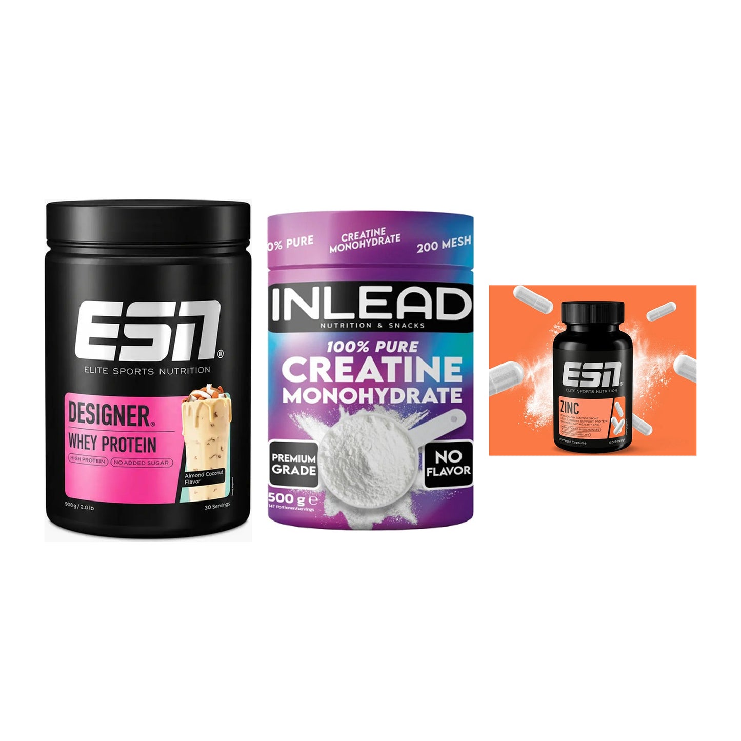 Einsteiger-Set: ESN Designer + INLEAD Creatine + ESN Zinc – alle enthaltenen Artikel