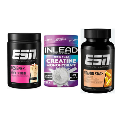 Einsteiger-Set: ESN Designer + INLEAD Creatine + ESN Vitamin – alle enthaltenen Artikel