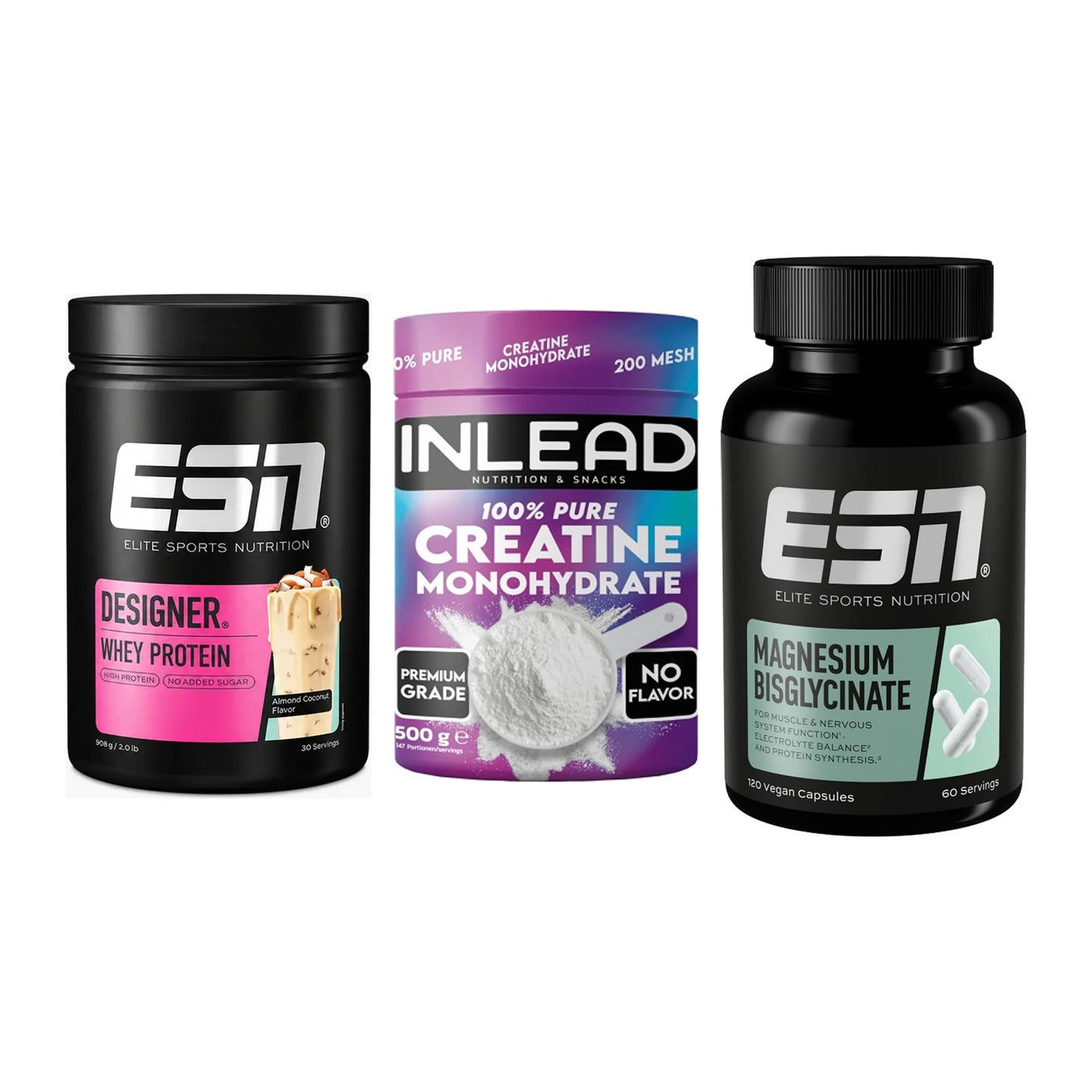Einsteiger-Set: ESN Designer + INLEAD Creatine + ESN Magnesium – alle enthaltenen Artikel
