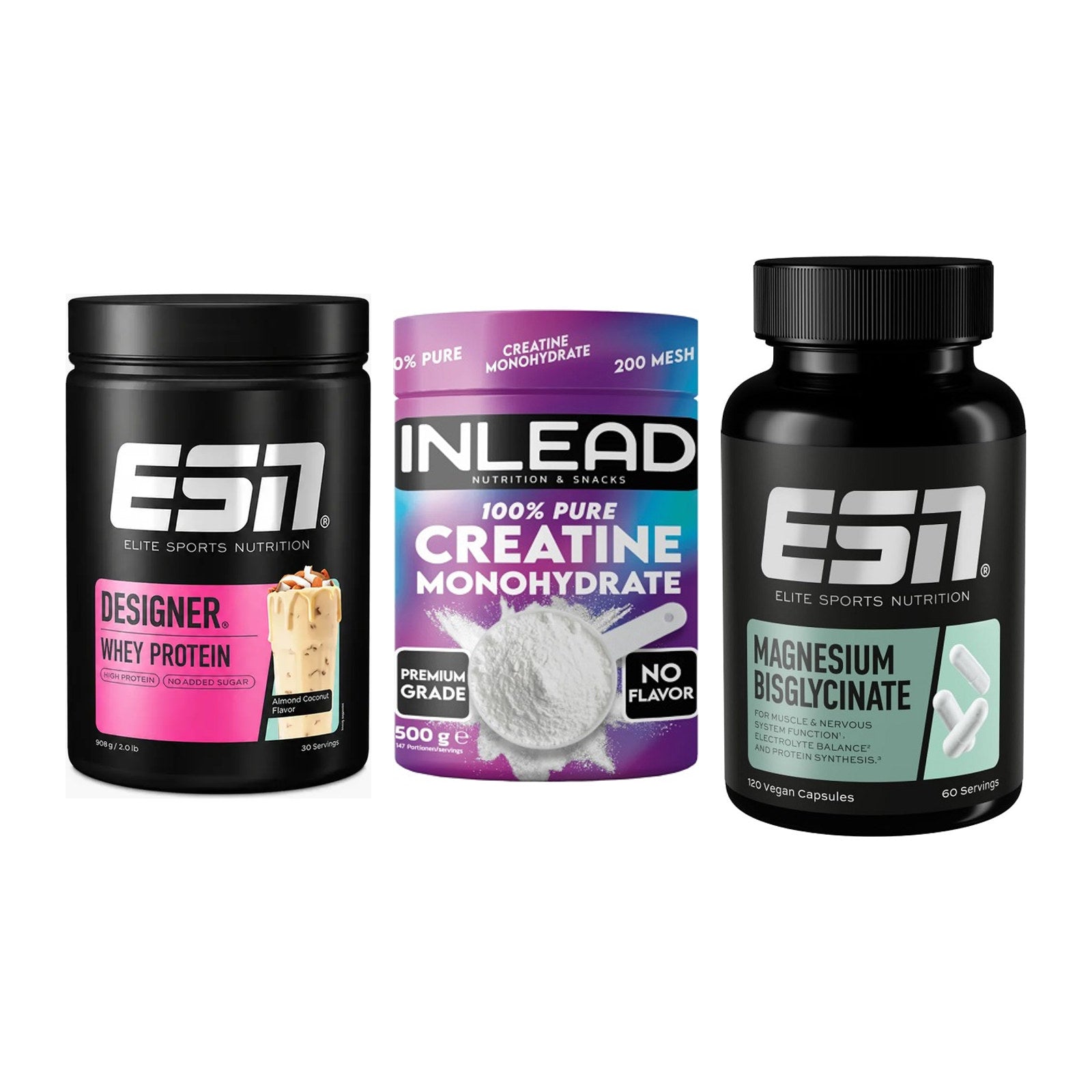 Einsteiger-Set: ESN Designer + INLEAD Creatine + ESN Magnesium – alle enthaltenen Artikel