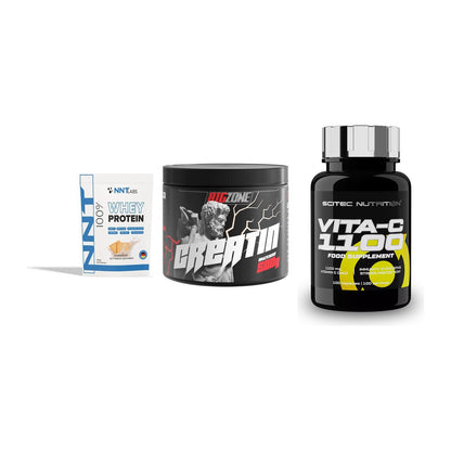 Einsteiger-Set: NNT Whey + Big Zone Creatin + Scitec Vitamin C 1100 – alle enthaltenen Artikel