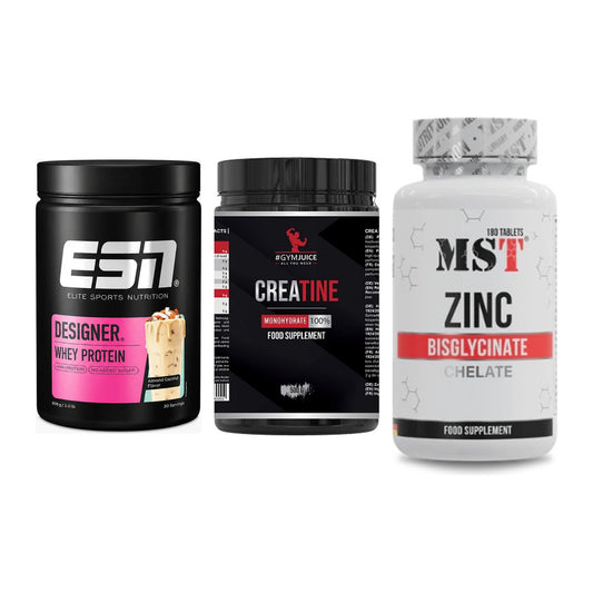 Einsteiger-Set: ESN Designer + #GYMJUICE + MST Zinc Chelate – alle enthaltenen Artikel