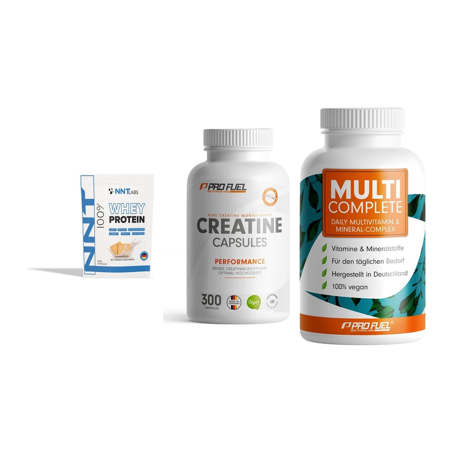 Einsteiger-Set: NNT Whey + ProFuel Creatine + ProFuel MULTI – alle enthaltenen Artikel