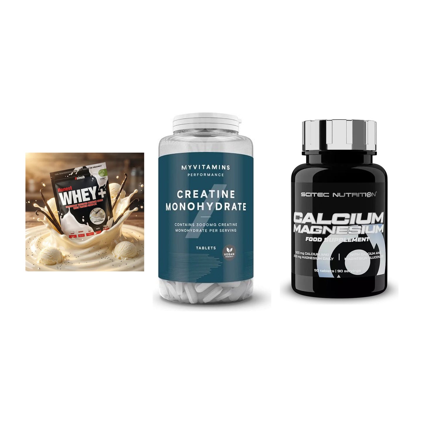 Einsteiger-Set: Sinob Honest + MyProtein + Scitec Calcium – alle enthaltenen Artikel