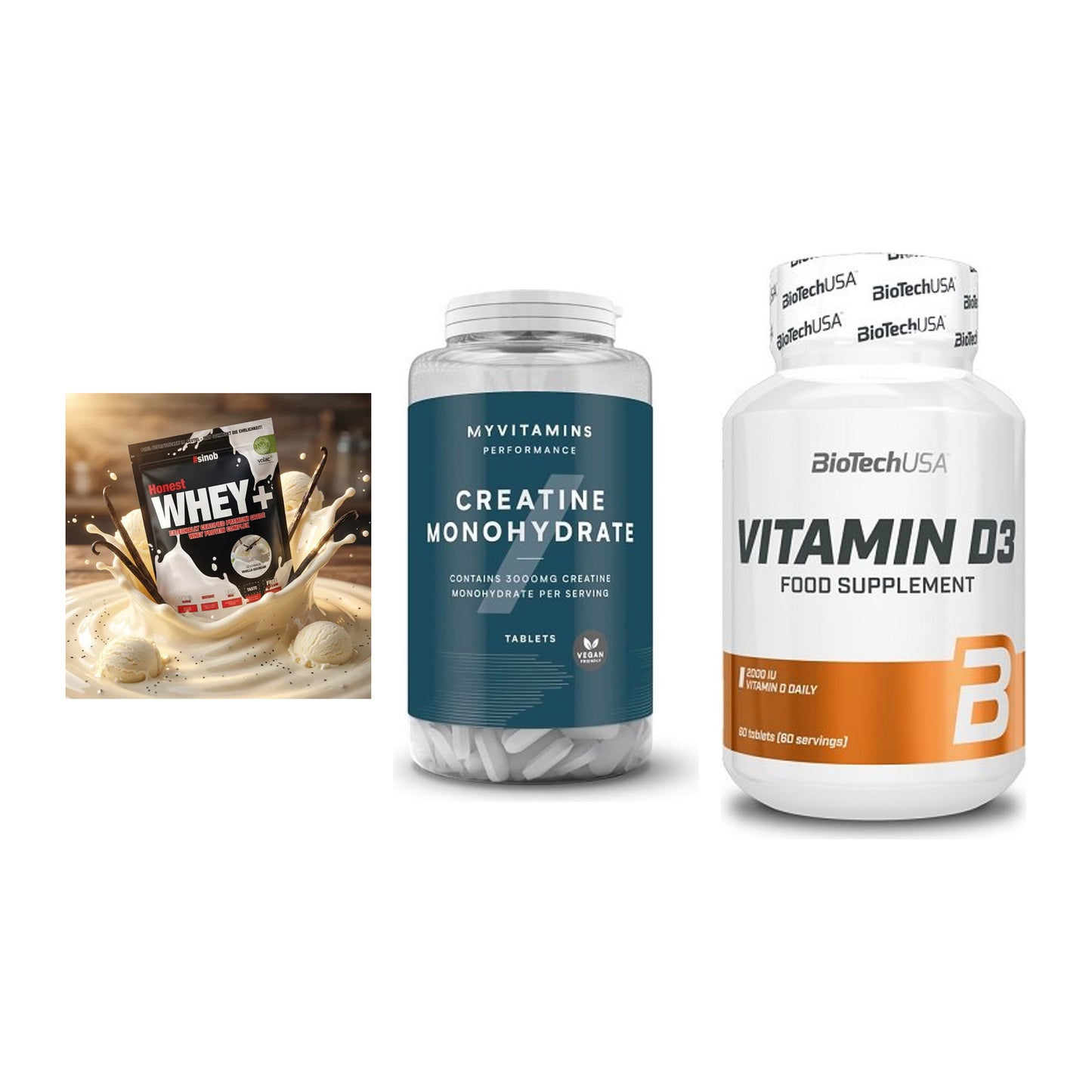 Einsteiger-Set: Sinob Honest + MyProtein + BioTech Vitamin – alle enthaltenen Artikel