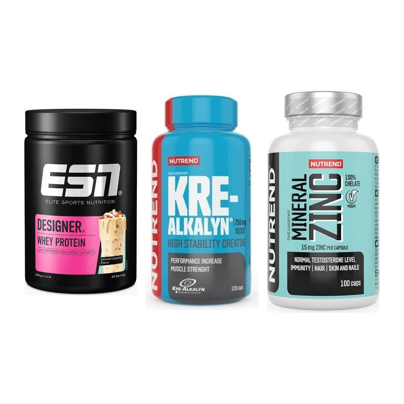 Einsteiger-Set: ESN Designer + Nutrend Kre-Alka + Nutrend Zinc – alle enthaltenen Artikel