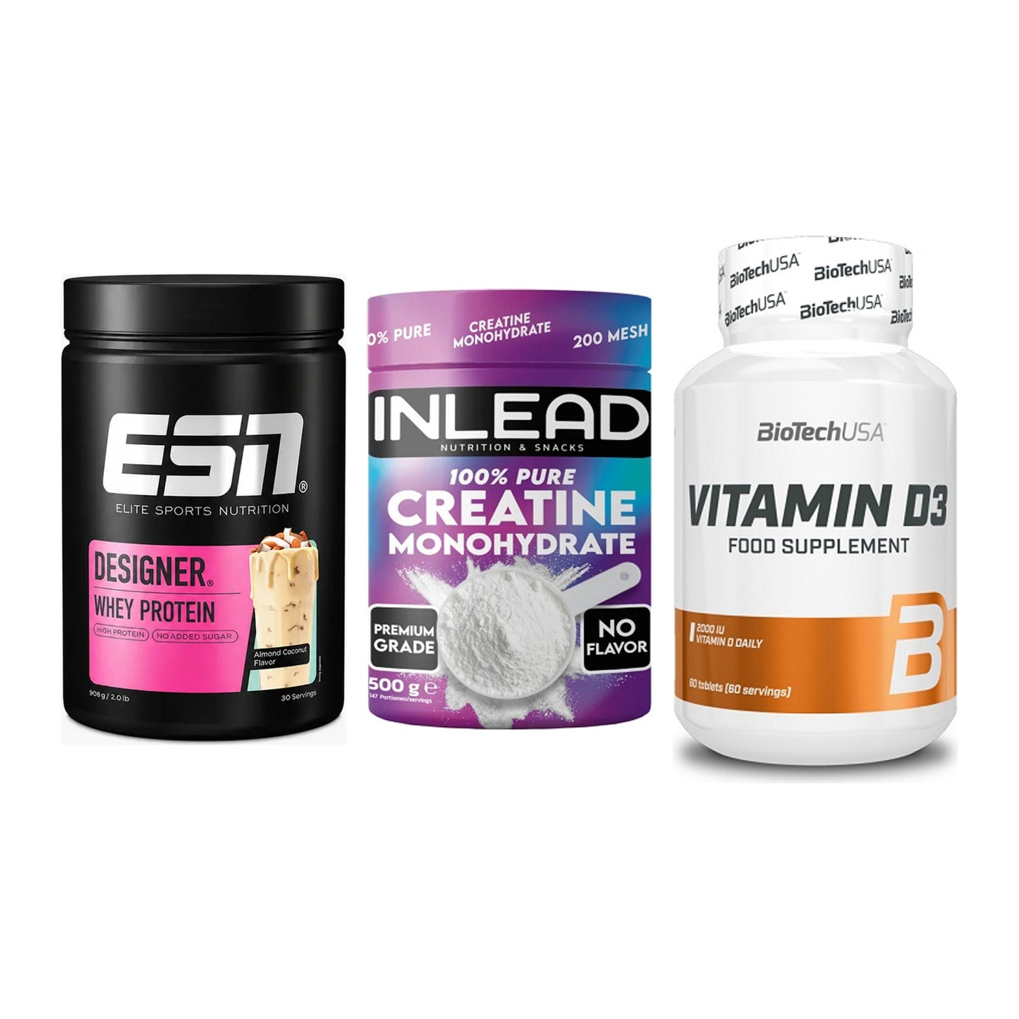 Einsteiger-Set: ESN Designer + INLEAD Creatine + BioTech Vitamin – alle enthaltenen Artikel