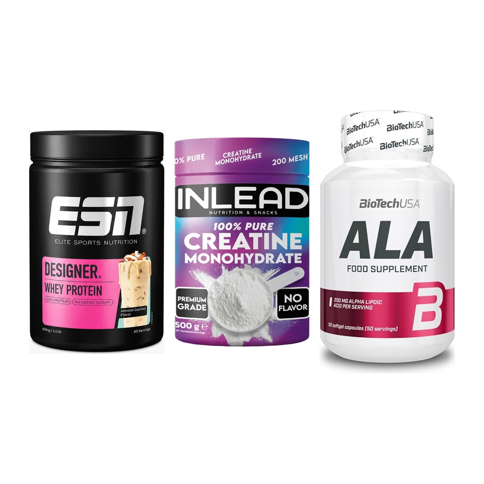 Einsteiger-Set: ESN Designer + INLEAD Creatine + BioTech ALA – alle enthaltenen Artikel