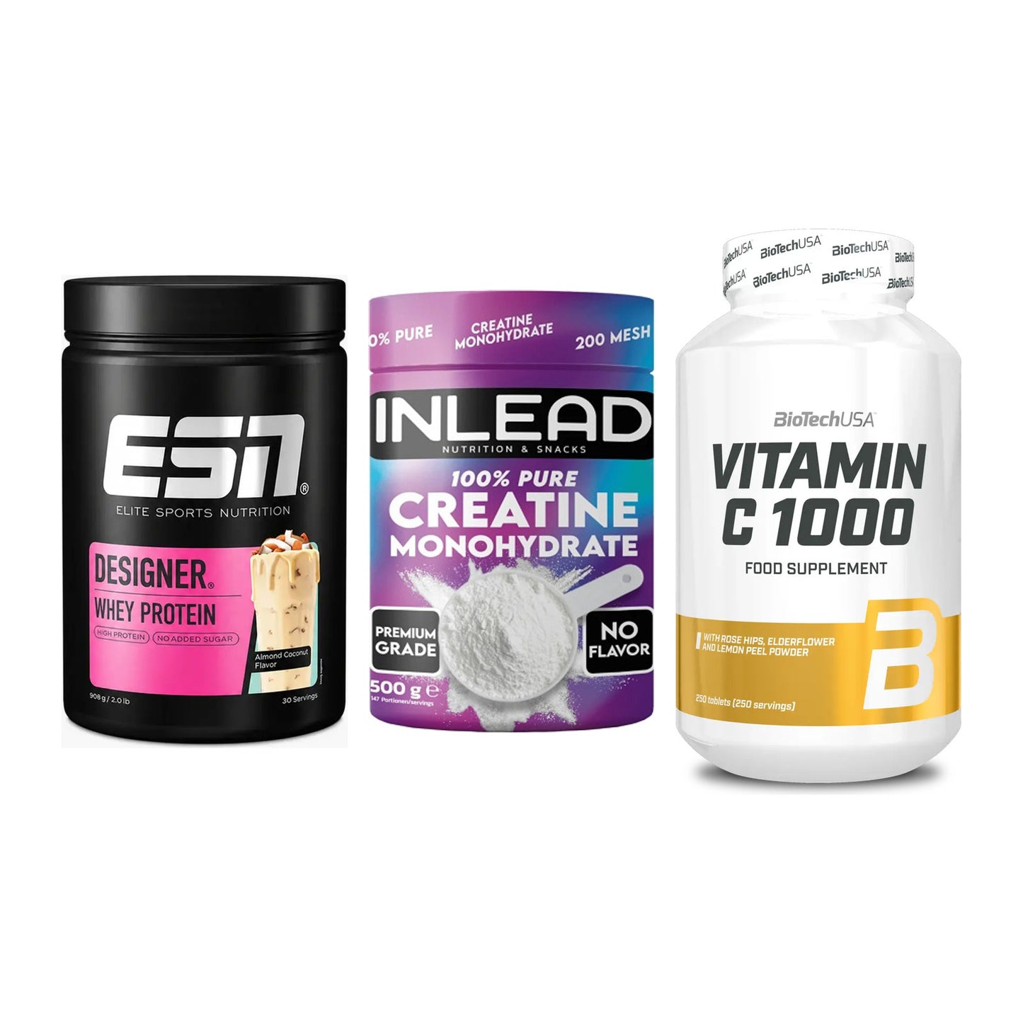 Einsteiger-Set: ESN Designer + INLEAD Creatine + BioTech Vitamin – alle enthaltenen Artikel