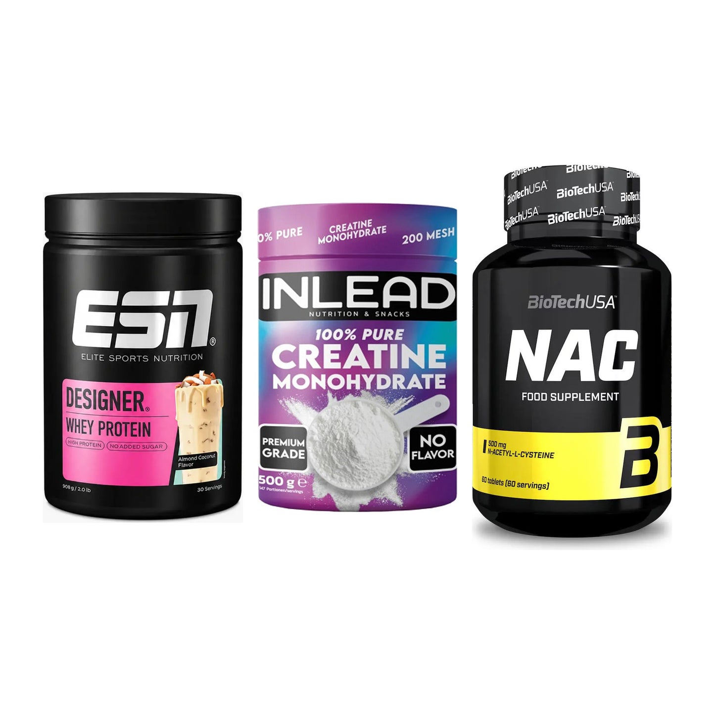 Einsteiger-Set: ESN Designer + INLEAD Creatine + BioTech NAC – alle enthaltenen Artikel