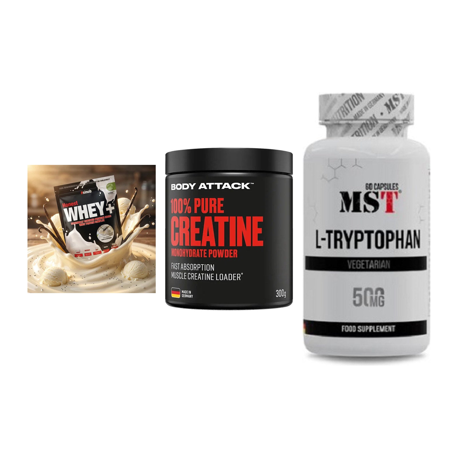 Einsteiger-Set: Sinob Honest + Body Attack 100% + MST Tryptophan – alle enthaltenen Artikel