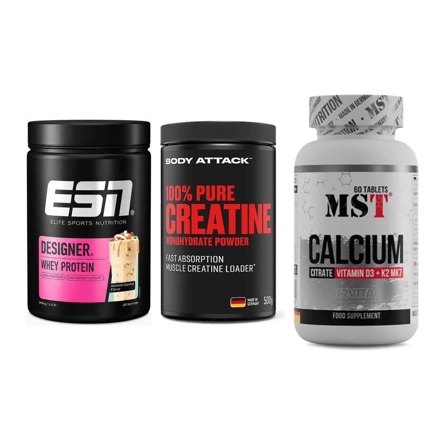 Einsteiger-Set: ESN Designer + Body Attack 100% + MST Calcium – alle enthaltenen Artikel
