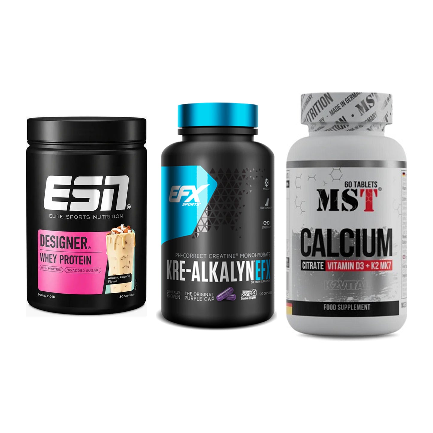 Einsteiger-Set: ESN Designer + EFX Kre-Alkalyn + MST Calcium – alle enthaltenen Artikel
