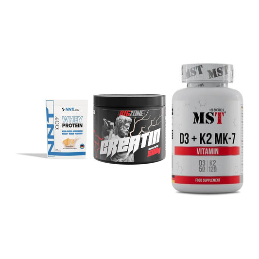Einsteiger-Set: NNT Whey + Big Zone Creatin + MST Vitamin D3 – alle enthaltenen Artikel