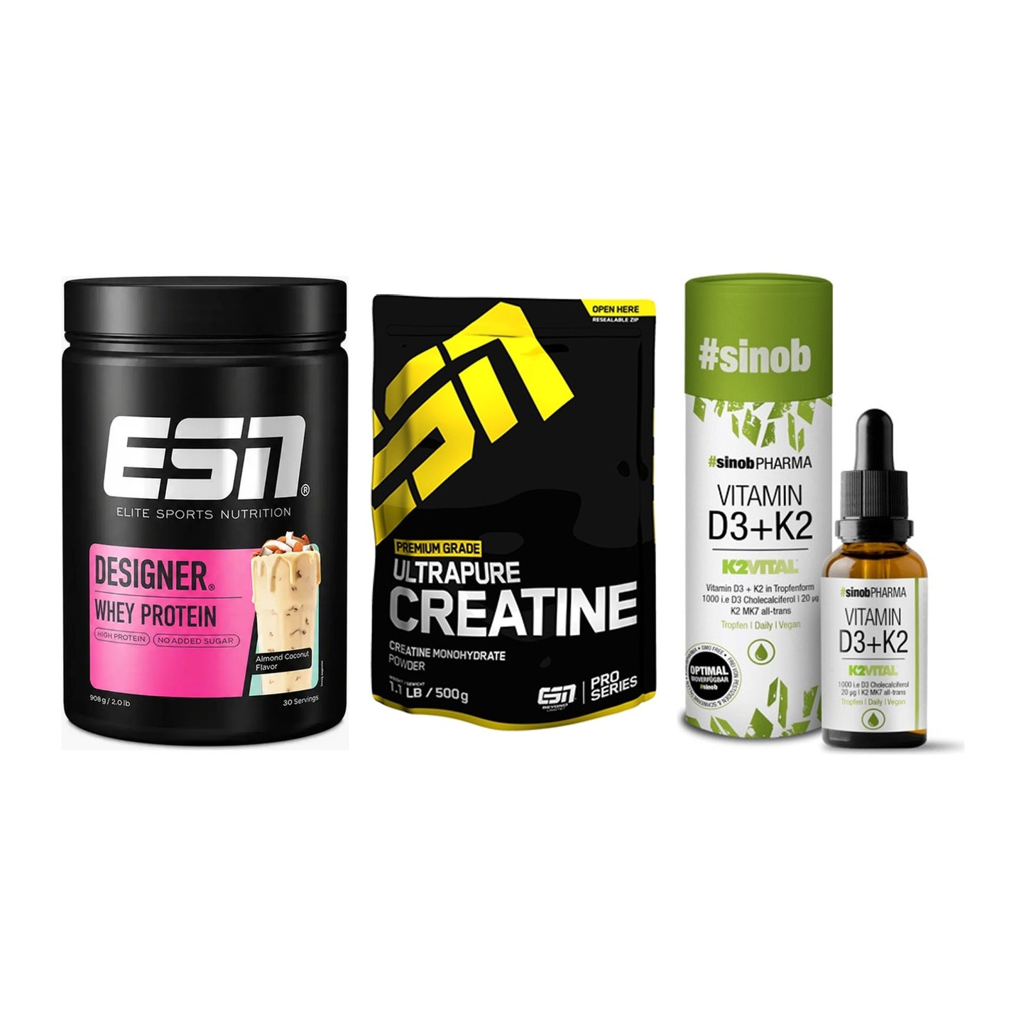 Einsteiger-Set: ESN Designer + ESN Ultrapure + Sinob Vitamin D3 – alle enthaltenen Artikel