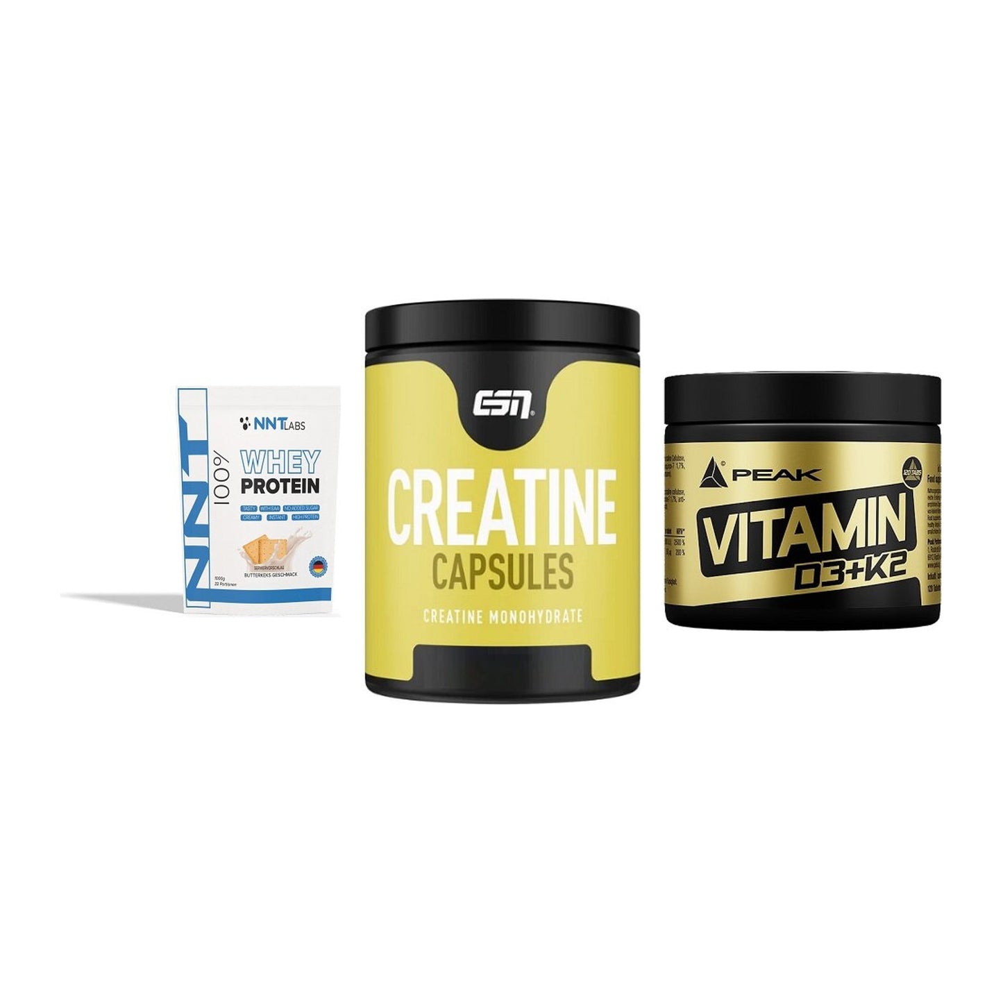 Einsteiger-Set: NNT Whey + ESN Ultrapure + Peak Vitamin – alle enthaltenen Artikel