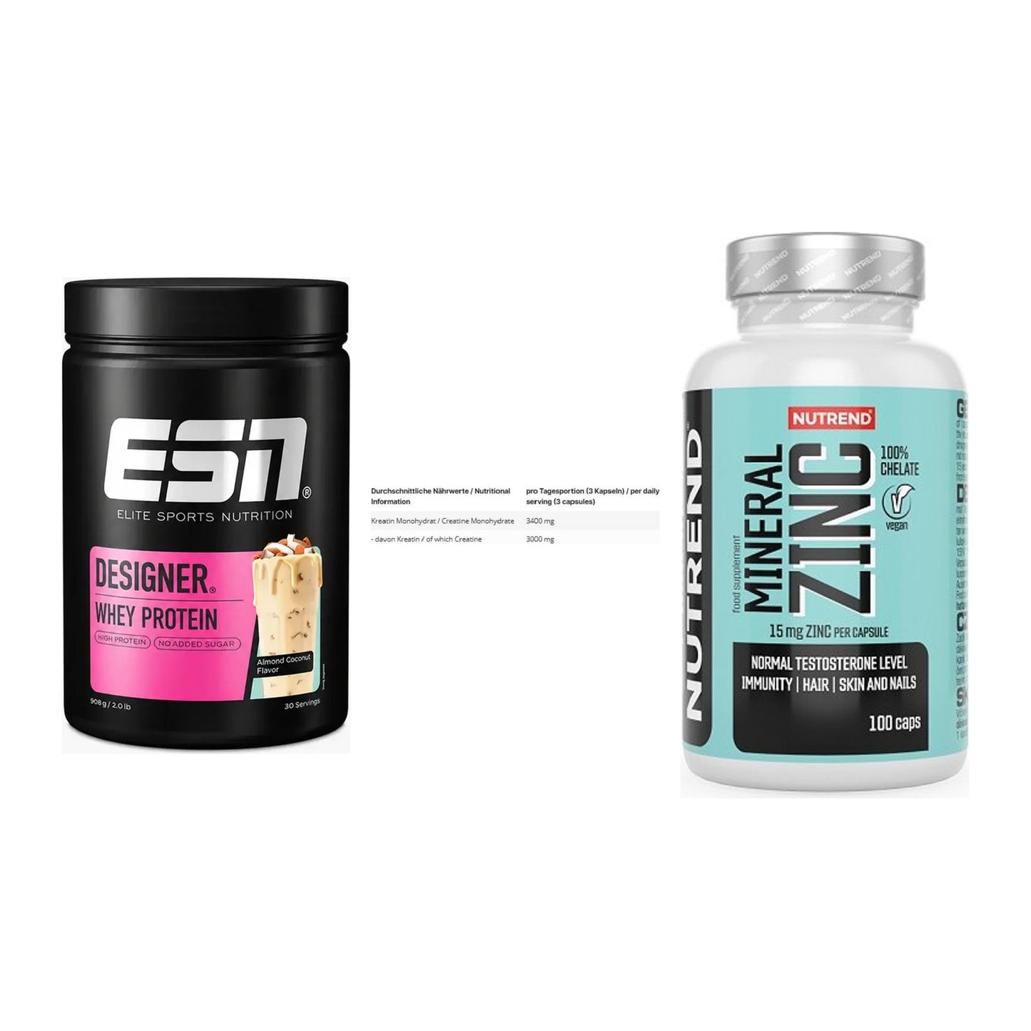 Einsteiger-Set: ESN Designer + INLEAD Creatine + Nutrend Zinc – alle enthaltenen Artikel