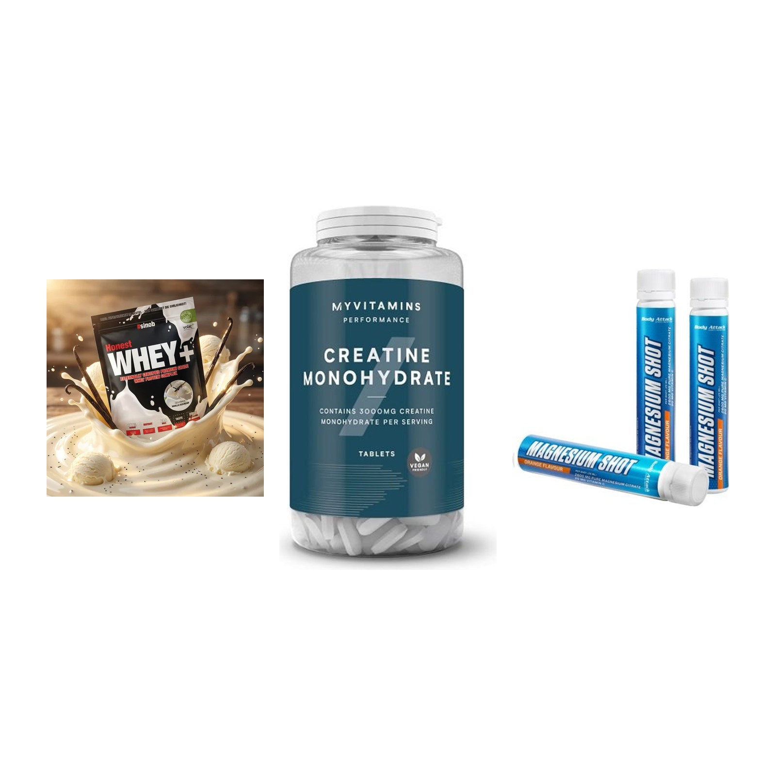 Einsteiger-Set: Sinob Honest + MyProtein + Body Attack – alle enthaltenen Artikel