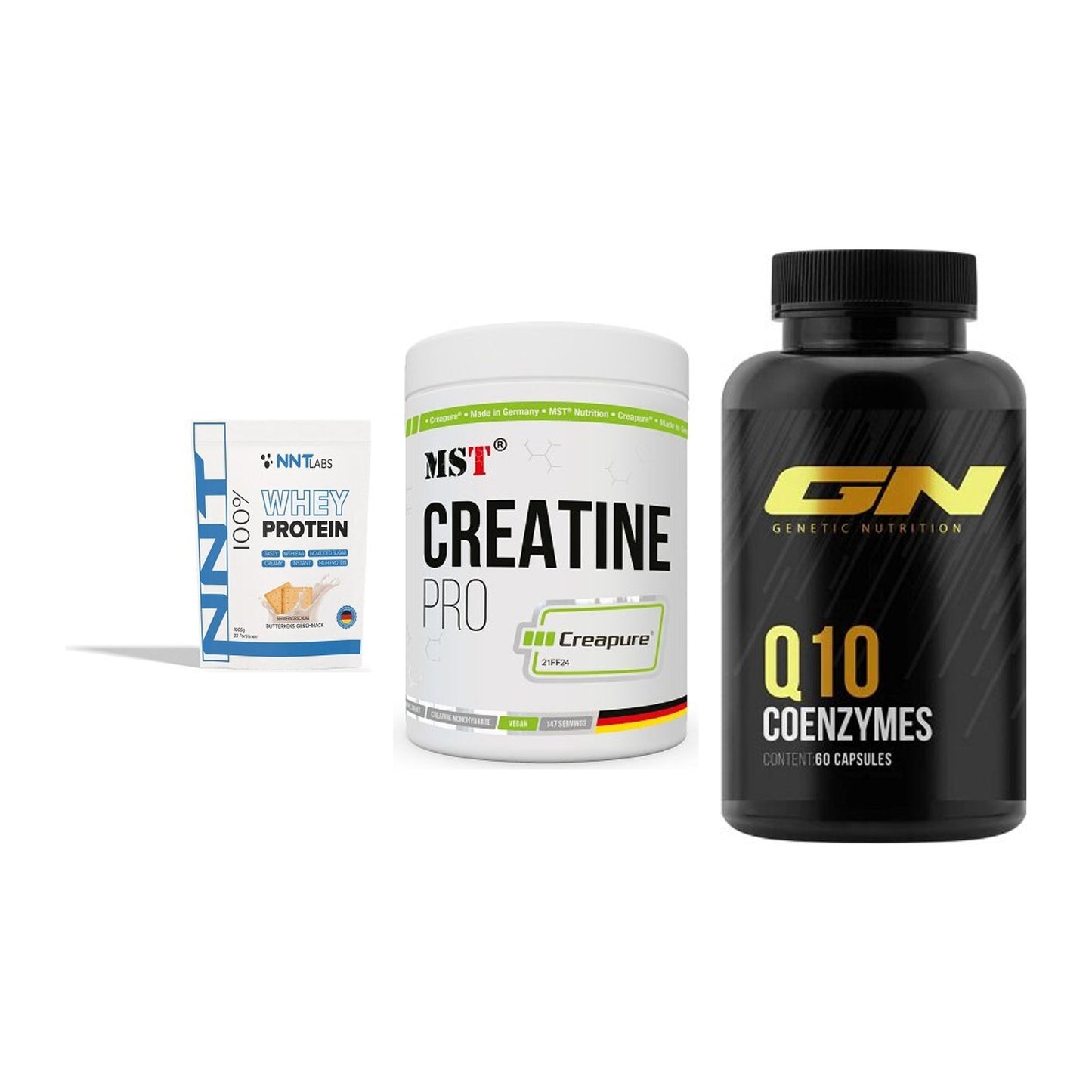 Einsteiger-Set: NNT Whey + MST Creatin Pro + GN Q10 Health – alle enthaltenen Artikel
