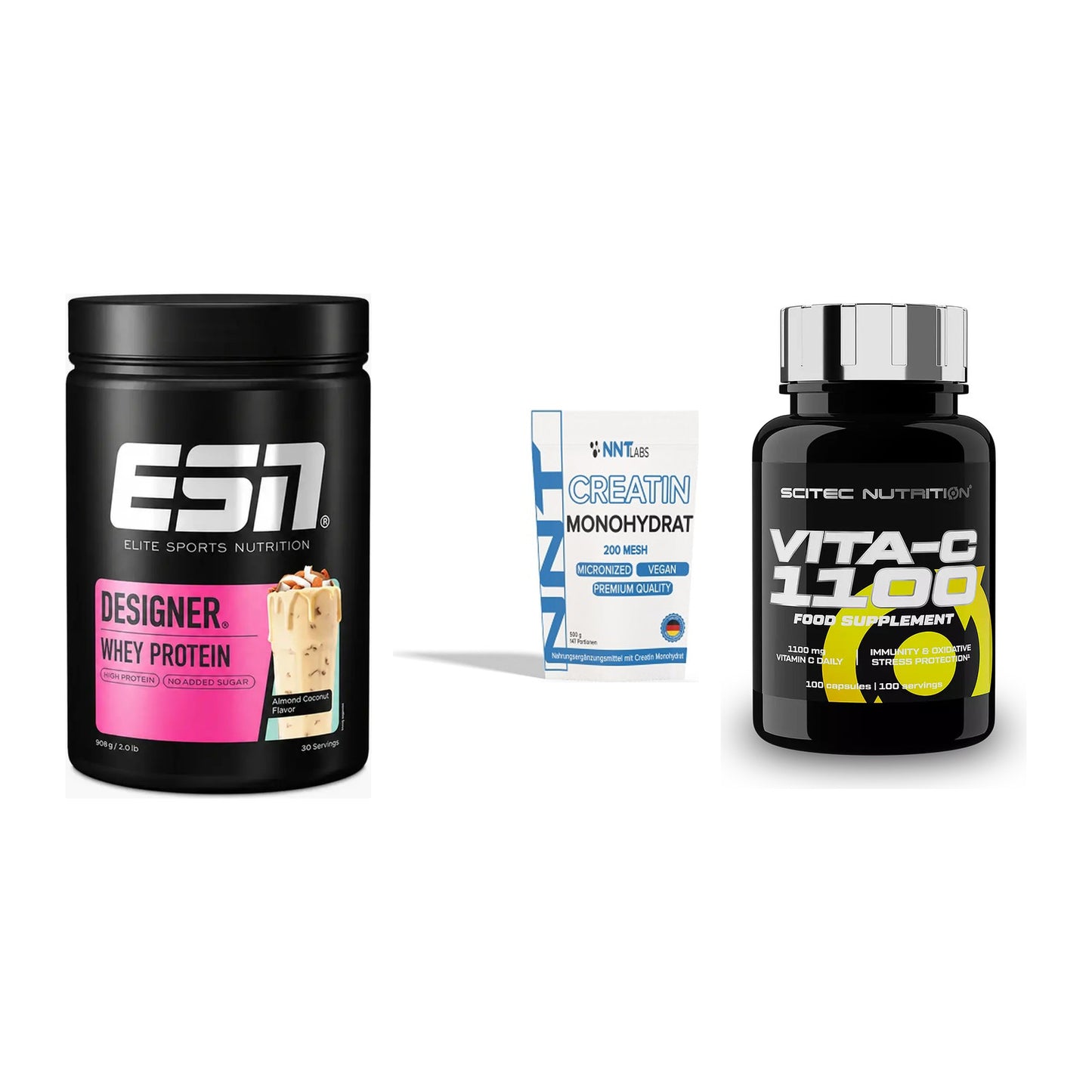 Einsteiger-Set: ESN Designer + NNT Creatin + Scitec Vitamin C – alle enthaltenen Artikel