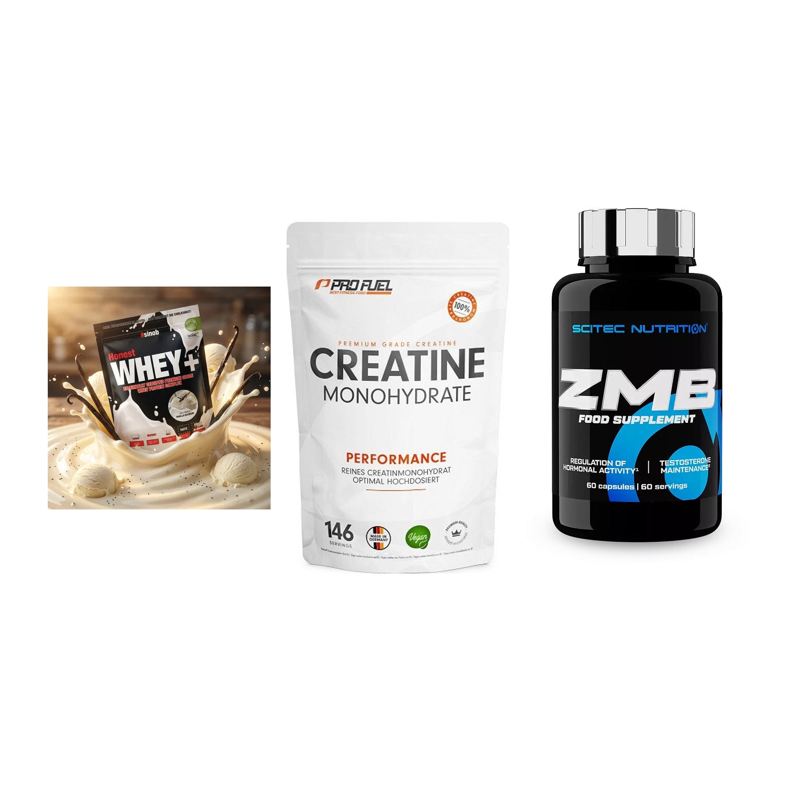 Einsteiger-Set: Sinob Honest + ProFuel Creatine + Scitec ZMB – alle enthaltenen Artikel
