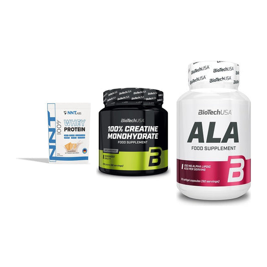 Einsteiger-Set: NNT Whey + BioTech Creatine + BioTech ALA – alle enthaltenen Artikel