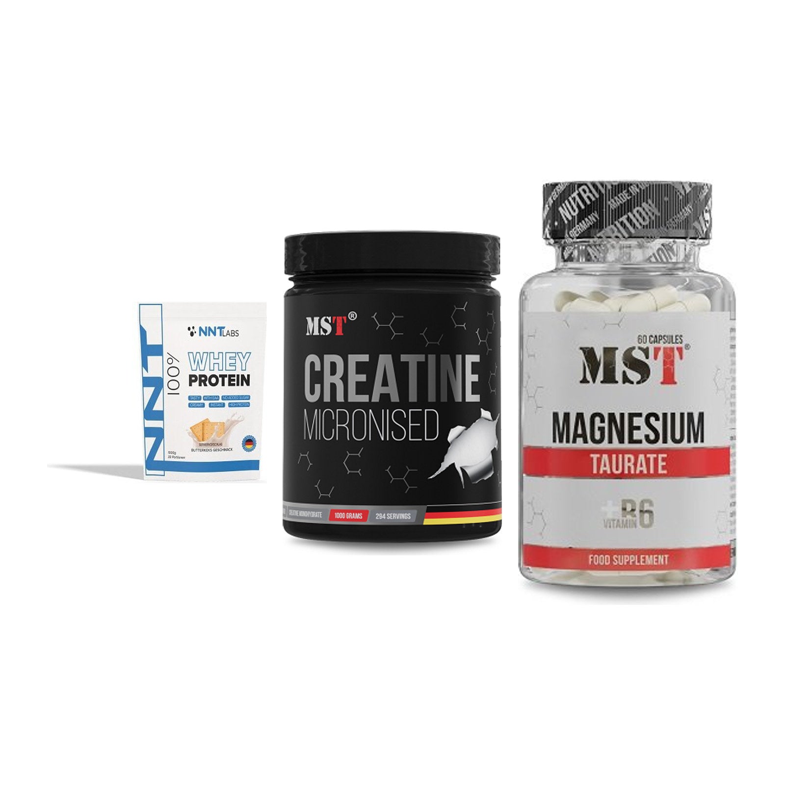 Einsteiger-Set: NNT Whey + MST Creatin + MST Magnesium – alle enthaltenen Artikel