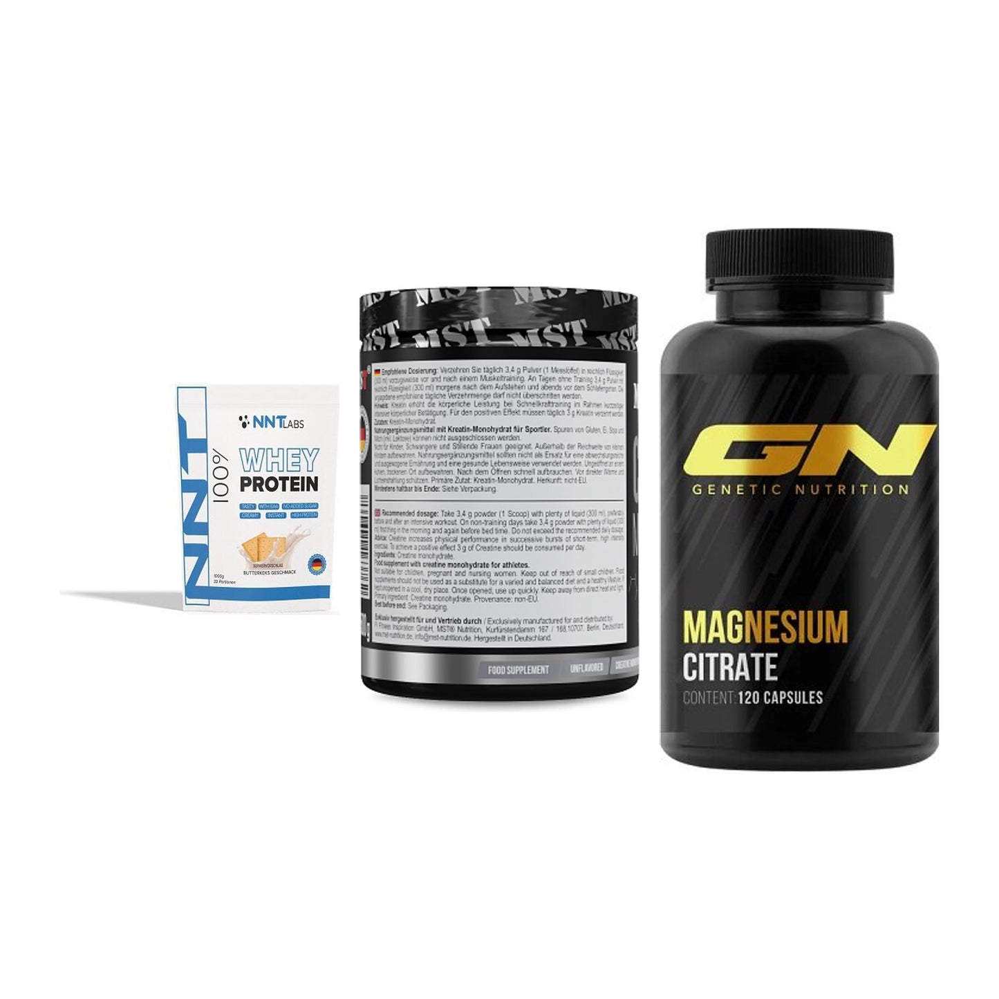 Einsteiger-Set: NNT Whey + MST Creatin + GN Magnesium – alle enthaltenen Artikel
