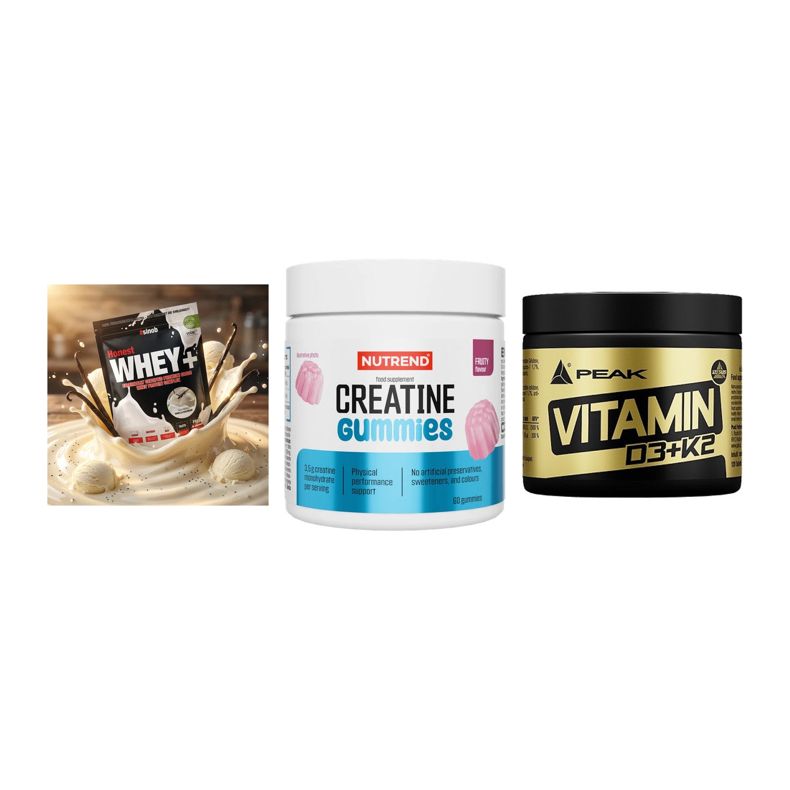 Einsteiger-Set: Sinob Honest + Nutrend Creatine + Peak Vitamin – alle enthaltenen Artikel