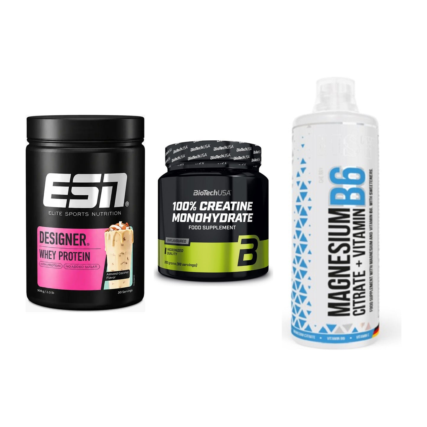 Einsteiger-Set: ESN Designer + BioTech Creatine + MST Magnesium B6 – alle enthaltenen Artikel