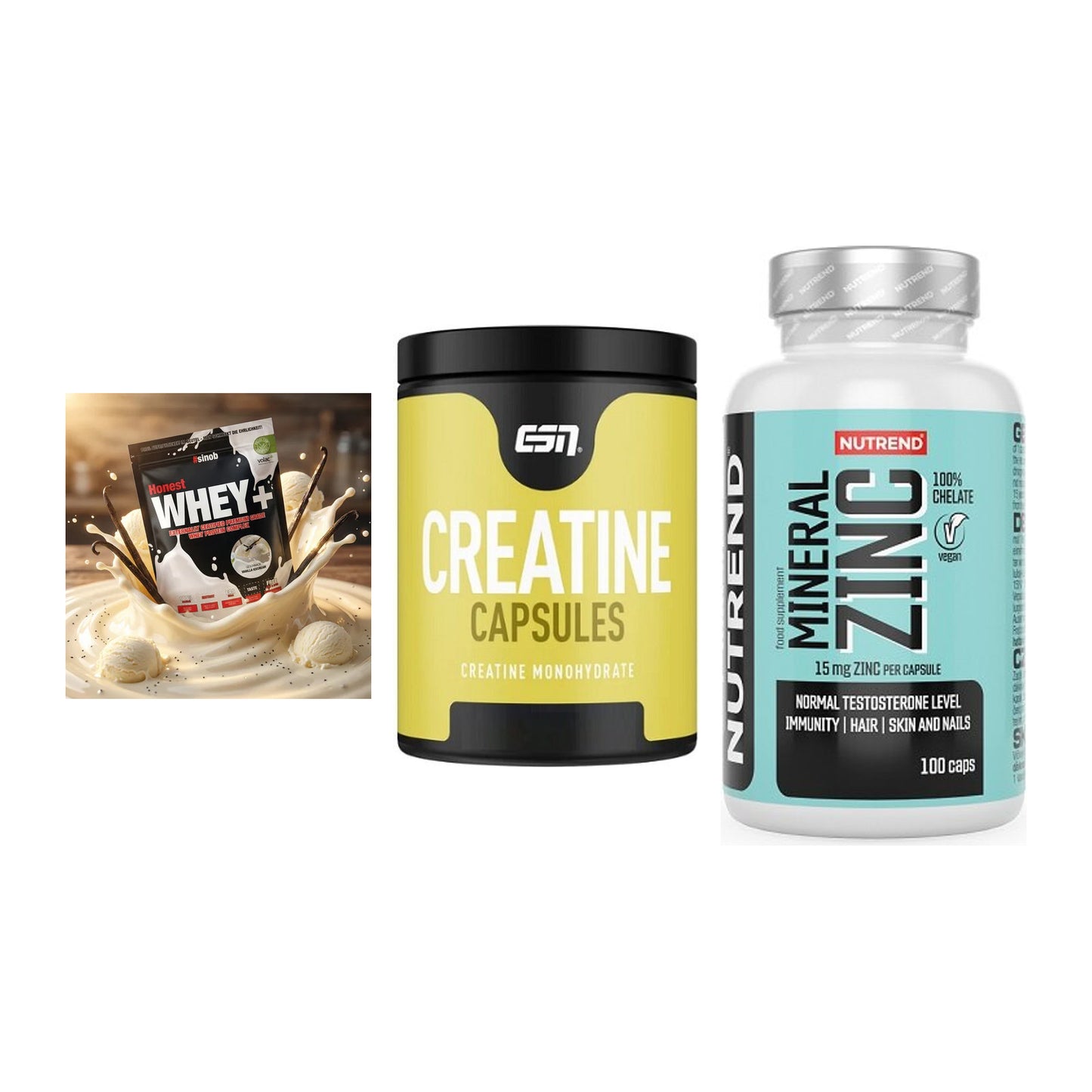 Einsteiger-Set: Sinob Honest + ESN Ultrapure + Nutrend Zinc – alle enthaltenen Artikel