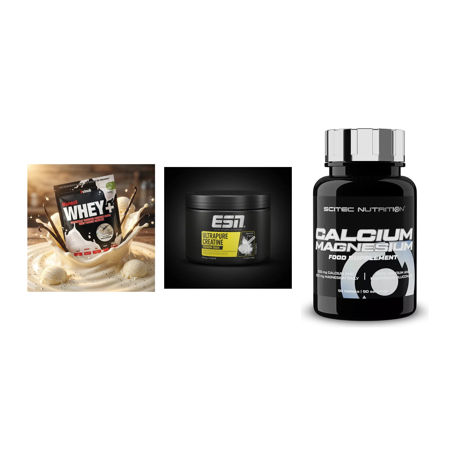 Einsteiger-Set: Sinob Honest + ESN Ultrapure + Scitec Calcium – alle enthaltenen Artikel