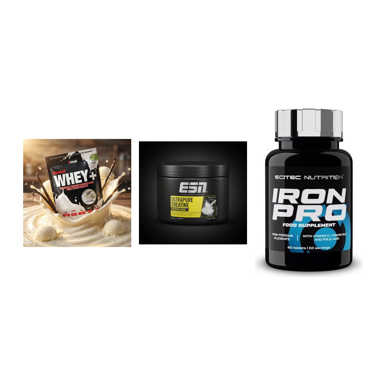 Einsteiger-Set: Sinob Honest + ESN Ultrapure + Scitec Iron Pro – alle enthaltenen Artikel