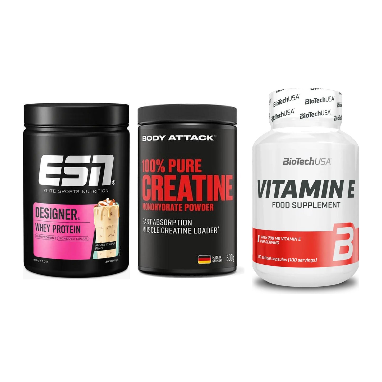 Einsteiger-Set: ESN Designer + Body Attack 100% + BioTech Vitamin – alle enthaltenen Artikel